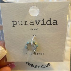 Pura Vida white and blue ear cuff